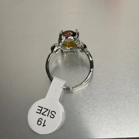 NWT Women’s Flowers Red Tumbled Stone Silver Steel Cute Ring Size 19/US10 - Picture 10 of 15